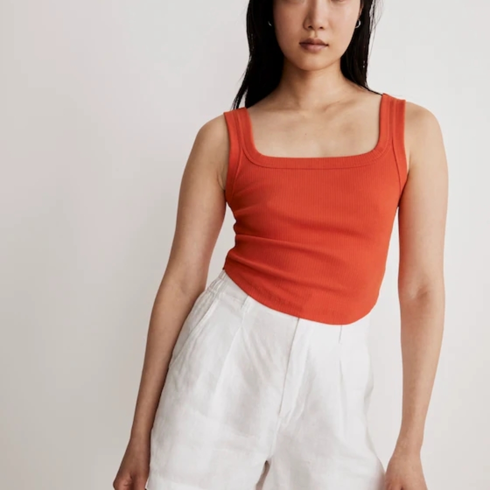 Madewell Orange Ribbed Tank Top